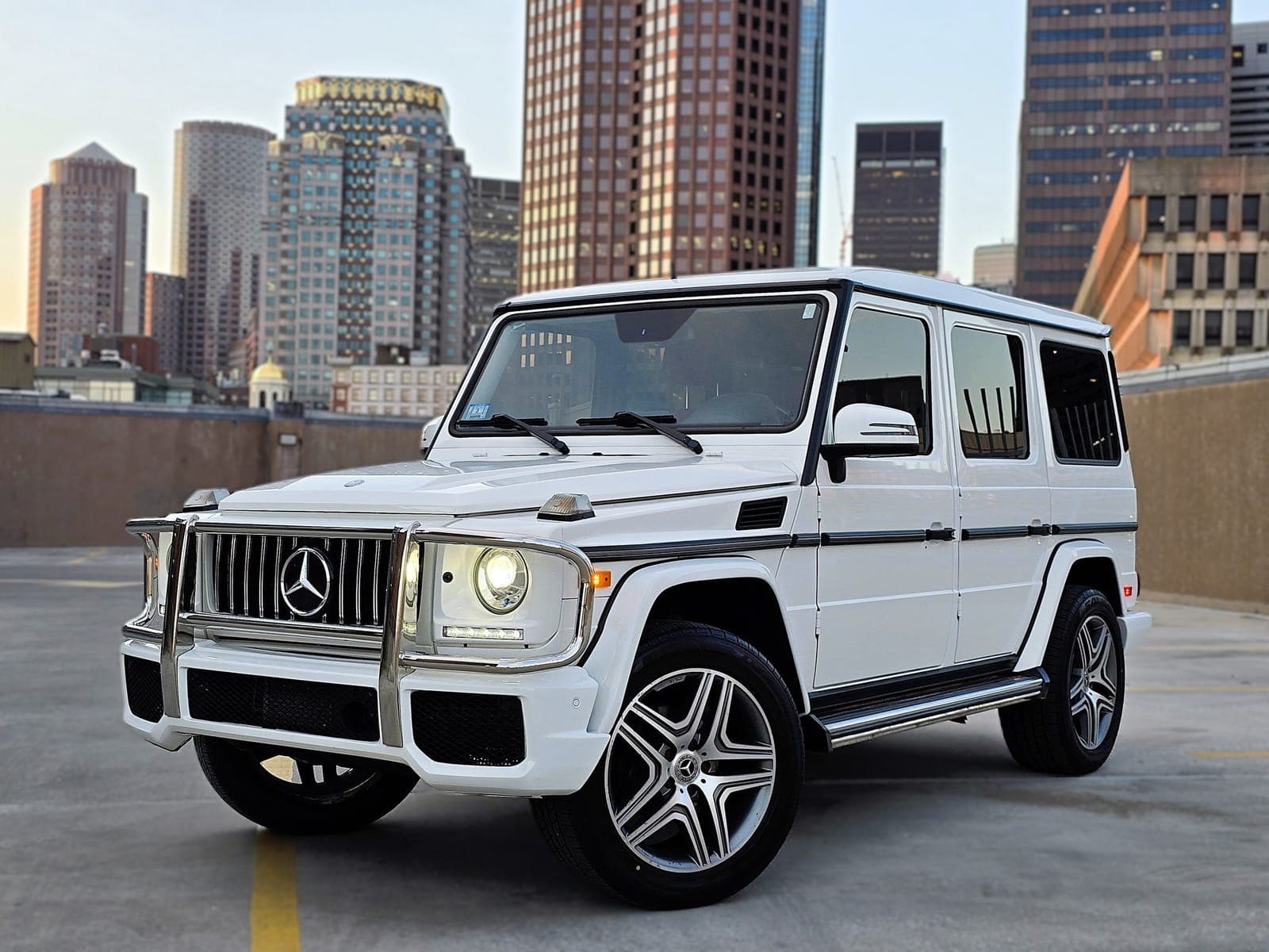 White Mercedes-Benz G Wagon SUV